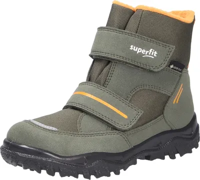A single green winter bootie for children.