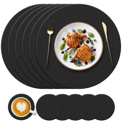 Produktbild von Platzset & Untersetzer Silikon Rund Schwarz 6er-Set 34cm/10cm