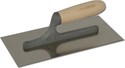 Produktbild von DEWEPRO Glättekelle HOLZ– Edelstahlblatt, extra lange Stütze 270x130mm