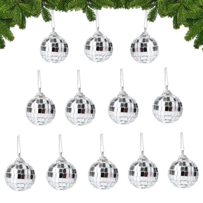 12 Mini-Discoballen 3 cm Spiegelkugeln Weihnachtsbaum-Schmuck Set