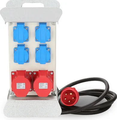 Produktbild von Peviasot Stromverteiler IP44 Baustromverteiler Verteiler CEE Kraftstrom Steckdose für Baustelle 16A 2x400V 4x230V Schuko