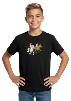 Produktbild von Spreadshirt Bibi Und Tina Ausritt Mit Amadeus Und Sabrina Teenager T-Shirt, 134/146 (9-11 Jahre), Schwarz