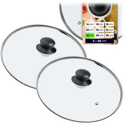 Produktbild von KADAX Glasdeckel Set "Pecoraro", Deckel mit Griff, mit Dampfloch, Topf- und Pfannendeckel, 26 cm, 2 Stück