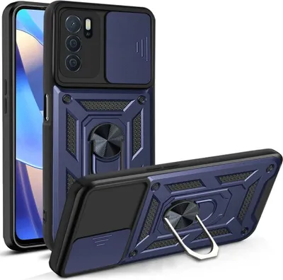 Produktbild von OPPO A16 Hülle mit 360° Drehbarer Magnetische Ring Ständer Halter Dia Kameraschutz TPU Bumper Silikon Schutzhülle für OPPO A16 Blau