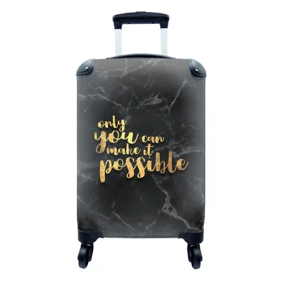Produktbild von MuchoWow® Koffer Handgepäck Trolley Rollkoffer Kleine Reisekoffer mit 4 Rollen - Zitat - Motivation - Marmor - Gold - Cabin Size < 55x40x23 cm & 55x40x20 cm - Fotokoffer - Kabinenkoffer - Boardgepäck - Reise-Box - Reisekoffer - Reisegepäck - Koffer mit Bild - Trolley für Kinder