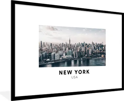 Produktbild von MuchoWow® Gerahmtes Poster Amerika - New York - Skyline 90x60 cm - Poster mit Schwarzem Bilderrahmen Wandposter Rahmen Foto Bilder - Wanddekoration - Fotos