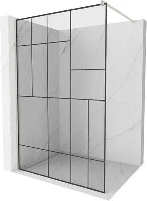 Produktbild von Mexen Kioto Duschwand Walk-in 70 x 200 cm, schwarzes Muster 8 mm, gebürstetes Nickel - 800-070-101-97-78