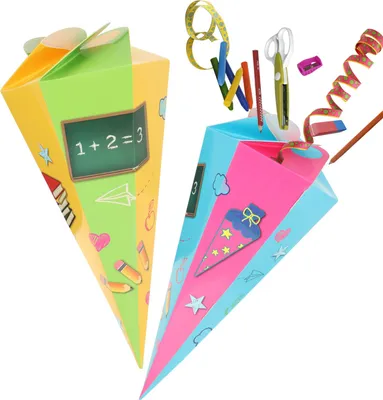 Produktbild von com-four® 2x Schultüte 30cm - Geschwisterschultüten aus Pappe - Zuckertüte