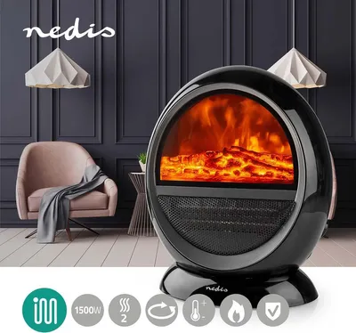Produktbild von Nedis HTFA21BK, Elektrischer Raumheizlüfter, Keramik, 1,5 m, Drinnen, Flur, Schwarz