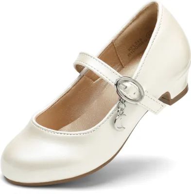 Produktbild von DREAM PAIRS Ballerinas Mädchen Mary Jane Flache Schuhe Ballerinas Prinzessin Schuhe Kommunionschuhe Schulschuhe Elfenbein-PU 33.5 KFL219