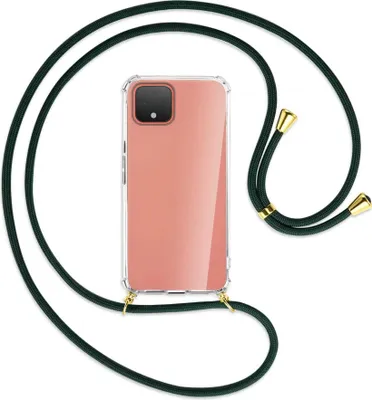 Produktbild von Handykette Backcover-Schutzhülle mit Band (Metall goldfarben) für Google Pixel 4 XL - dunkelgrün