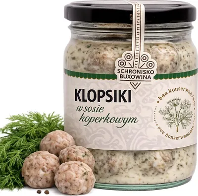 Zdjęcie produktu dla Frikadelle w sosie koperkowym 380 g – Schronisko Bukowina