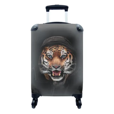 Produktbild von MuchoWow® Koffer Handgepäck Trolley Rollkoffer Kleine Reisekoffer mit 4 Rollen - Tiger - Schwarz - Blau - Cabin Size < 55x40x23 cm & 55x40x20 cm - Fotokoffer - Kabinenkoffer - Boardgepäck - Reise-Box - Reisekoffer - Reisegepäck - Koffer mit Bild - Trolley für Kinder