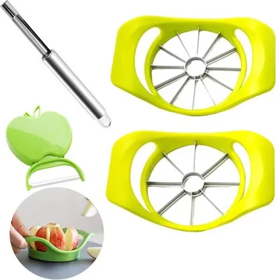 Produktbild von Frisur-Set - 4-teilig Obstschneider mit Küchenmesser und Kernentferner Obstschneider