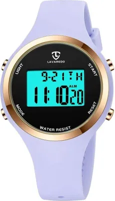 Produktbild von Digitaluhr für Damen mit Wecker,Stoppuhr,LED Licht,Datum-Casual Armbanduhr mit Silikonarmband