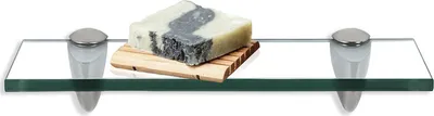 Produktbild von TolleTour Glasablage Glasregal ideal für Bad, Dusche und zur modernen Dekoration mit Halterung aus Edelstahl  8 mm 30x10 cm Klarglas