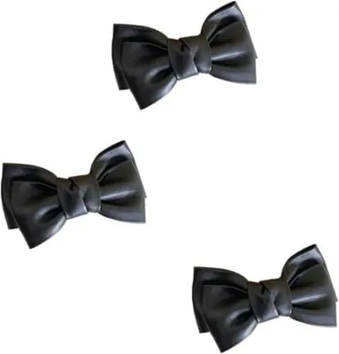 Produktbild von Schwarze Haarspangen aus Kunstleder mit Schleife, Entenschnabel-Clips im koreanischen Stil, süßer Haarschmuck für Frauen und Mädchen, 3 Schleifen-Haarspangen