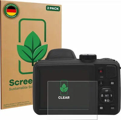Produktbild von 2x ScreenLeaf Schutzfolie für Kodak Pixpro AZ405 nachhaltiger Displayschutz Display Schutz Folie Klar Transparent