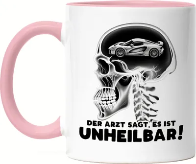 Produktbild von Der Arzt sagt es ist unheilbar Sportwagen im Kopf Tasse Rosa - Autofahrer Humor Geschenk