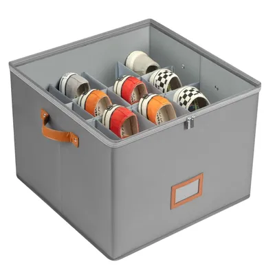 A shoe organizer box filled with shoes.