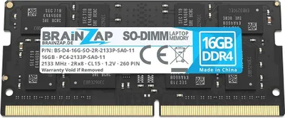 Zdjęcie produktu dla BRAINZAP 16GB DDR4 RAM SO-DIMM PC4-2133P-SA0-11 2Rx8 2133 MHz 1.2V CL15 Pamięć do laptopów niebuforowana Non-ECC