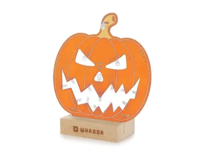 Produktbild von Whadda Lötbausatz, XL-Platine, Halloween-Kürbis, mit Holzhalter, Bildungs- und kreatives