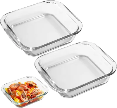 Imagen del producto de Molde de vidrio de borosilicato, 0,9 L, 19,5 x 17 x 4,5 cm, resistente al calor, apto para horno y microondas