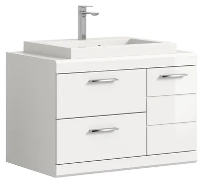 Produktbild von xonox.home Waschbeckenunterschrank Scout Weiß hochglanz / Weiß 80 x 65 x 50 cm