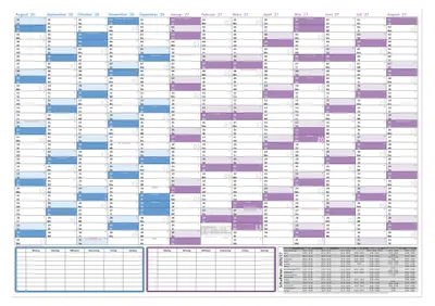 Produktbild von Schuljahreskalender 2026/2027 DIN B1 (700 x 1000 mm) stabiles Bilderdruckpapier, gerollt, August 2026 bis August 2027, Wandkalender Schulkalender
