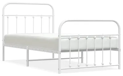Productafbeelding van vidaXL Bedframe met hoofdeinde en voeteneinde, metaal, wit, 100x190 cm
