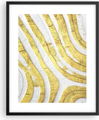 Produktbild von Gerahmtes Poster - Schwarzer Rahmen - Abstraktion Gold Weiß - 40x50 cm - Wand Bild - Wanddeko - Wandbilder - Kunstposter - Wandposter - Bilderrahmen - Bilder - Kunstdruck - P2BPA40x50-4511