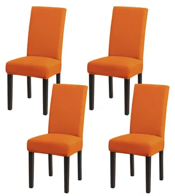 Productafbeelding van Stoelhoes set van 4, oranje, elastisch, wasbaar, met elastiek, polyester