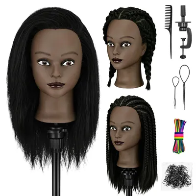 Image de Solidchoice - Tête de mannequin afro avec 100% de cheveux naturels, 40 cm