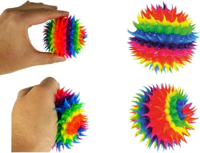 Produktbild von Kögler 2 XL Stachelflummi Igelflummi Flummi Regenbogen Antistress Ball Gummi 9cm