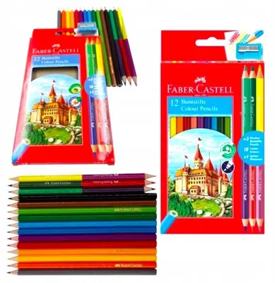 Produktbild von Faber-Castell Buntstifte Set 12 Farben + 3 Doppelseitige