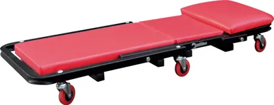 Produktbild von WALTER Werkstatt Rollliege 2 in 1, vielseitige Montageliege und Werkstatthocker mit gepolsterter Liegefläche, Sitzhöhe ca. 50 cm, max. Belastung 150 kg, inkl. Schlüssel zur Schraubenbefestigung