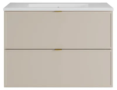 Produktbild von Hängender Badezimmerschrank mit Einbauwaschbecken – Beige – 80 cm – ONDIL