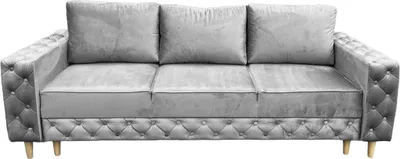 Produktbild von Ares Meble Sofa Mit Schlaffunktion KOMO - Sofa 3-Sitzer, Schlafsofa Mit Bettkasten, Samt Sofa, 240x98 cm - Beine aus Sonoma - Grau