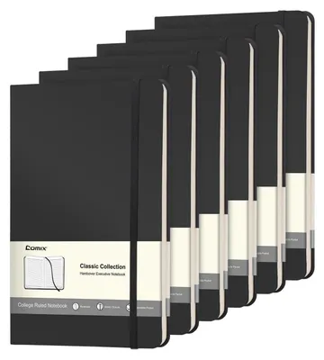 Produktbild von Notizbuch A5 liniert Hardcover 120 Blatt Schwarz mit Innentasche und Gummiband