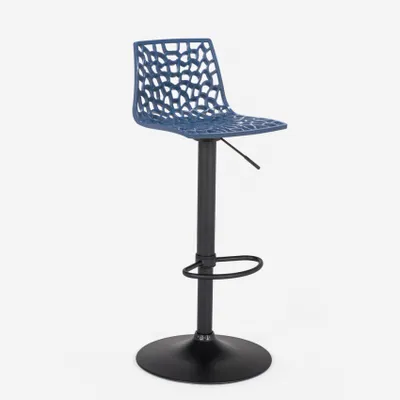 Image de Tabouret de bar réglable avec base noire mate Grand Soleil Spider Matt - Bleu