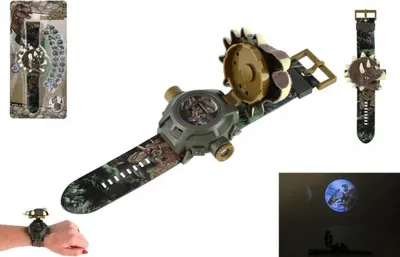 Imagen del producto de Reloj con proyector de dinosaurios, para niños, de plástico, 22 cm, funciona con pilas