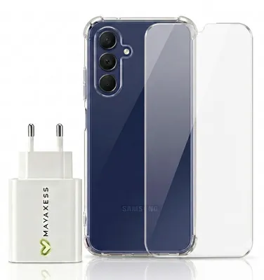 Zdjęcie produktu dla Avizar, zestaw akcesoriów: etui z szybą i ładowarka do Samsung Galaxy A16, przezroczyste