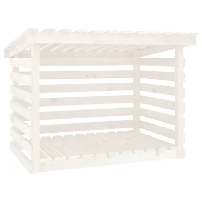 Zdjęcie produktu dla vidaXL Stojak na drewno opałowe biały 108x73x79 cm lite drewno sosnowe