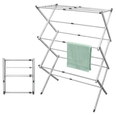 Obrázek produktu pro Teleskopický sušák na prádlo, bílý, délka sušení 4–7,5 m – 104 x 43–75 cm – věžový sušák, výsuvný a skládací