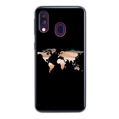 Produktbild von MuchoWow® Handyhülle Schutzhülle Hülle für Samsung Galaxy A40 Weltkarte - Farbe - Schwarz Silikon Softcase Handy Hülle - Handy-Tasche