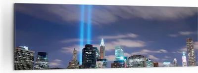 Produktbild von Bild auf Leinwand - Leinwandbild - Wolkenkratzer Lichter Ansicht - 160x50cm - Wand Bild - Wanddeko - Leinwanddruck - Bilder - Kunstdruck - Wanddekoration - Leinwand bilder - Wandkunst - AB160x50-0220