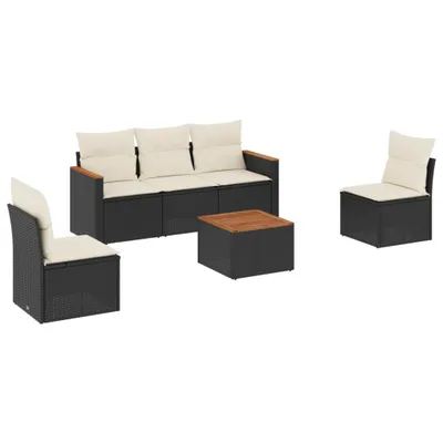 Produktbild von vidaXL 6-tlg. Garten-Sofagarnitur mit Kissen Schwarz Poly Rattan