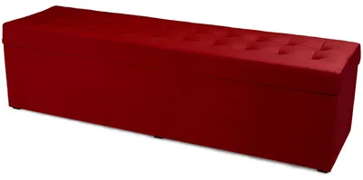 Obrázok produktu pre MG Design, červený čalúnený taburet, 45x160 cm - s úložným priestorom 190 litrov, nosnosť do 300 kg, jemný a lesklý povrch, ľahko sa udržiava, vhodný do obývačky a predsiene