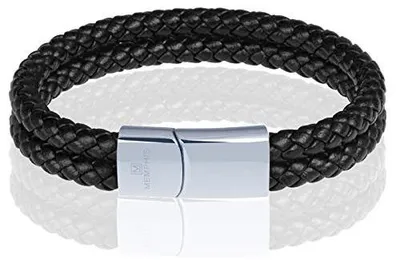 Immagine prodotto di Bracciali doppi in pelle con chiusura in acciaio inossidabile, lunghezza 18 cm