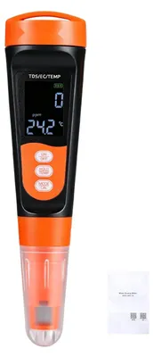 Produktbild von TDS-Messgerät Wasserqualität Tester - Digitales EC/TDS-Messgerät - Messbereich 0–9990 ppm - Mehrparametermessung - Automatische Zeitsteuerung - VA-Display - Für Trinkwasserprüfung
